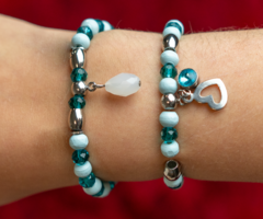 Blue and Silver Elastic Bracelets