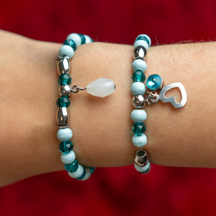 Blue and Silver Elastic Bracelets Inspiratie0244