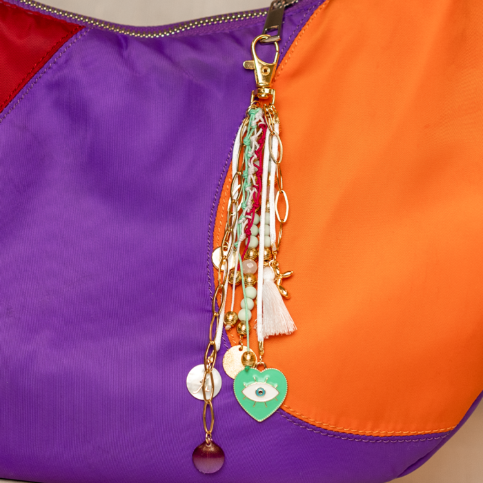 Sleutelhanger Maken met Kralen en Bedeltjes - Goud met Turkoois inspi59722