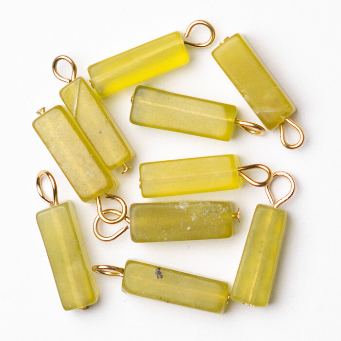 Stainless Steel Peridot Charm Gold Plated 18x5mm