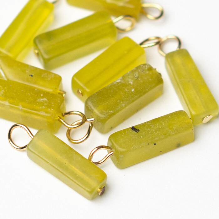 Stainless Steel Peridot Charm Gold Plated 18x5mm