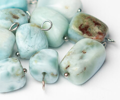 Stainless Steel Larimar Bedel Zilver 6~12x5mm