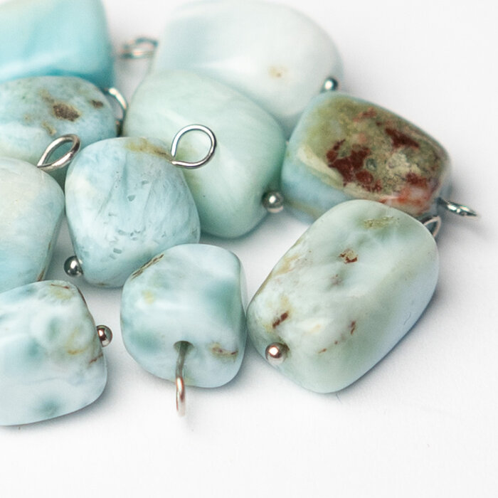 Stainless Steel Larimar Bedel Zilver 6~12x5mm