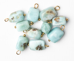 Stainless Steel Larimar Bedel Gold Plated 6~12x5mm
