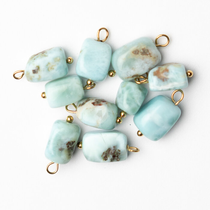 Stainless Steel Larimar Bedel Gold Plated 6~12x5mm