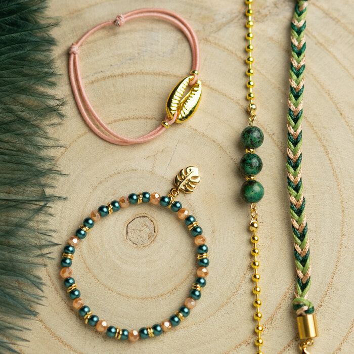 Setje Chique Armbandjes met Groen en Goud inspi59744