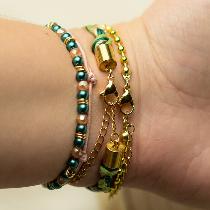 Setje Chique Armbandjes met Groen en Goud inspi59744