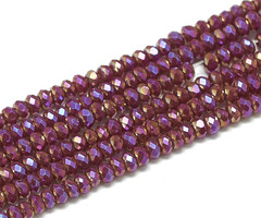 Facet Glaskralen Electroplate Strawberry shine Rood 2x1.5mm, streng 150 stuks