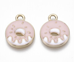 Bedel Donut Roze Wit Nikkelvrij 18.5x14.5mm