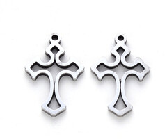 Stainless Steel Charm Cross open 19x12x1mm
