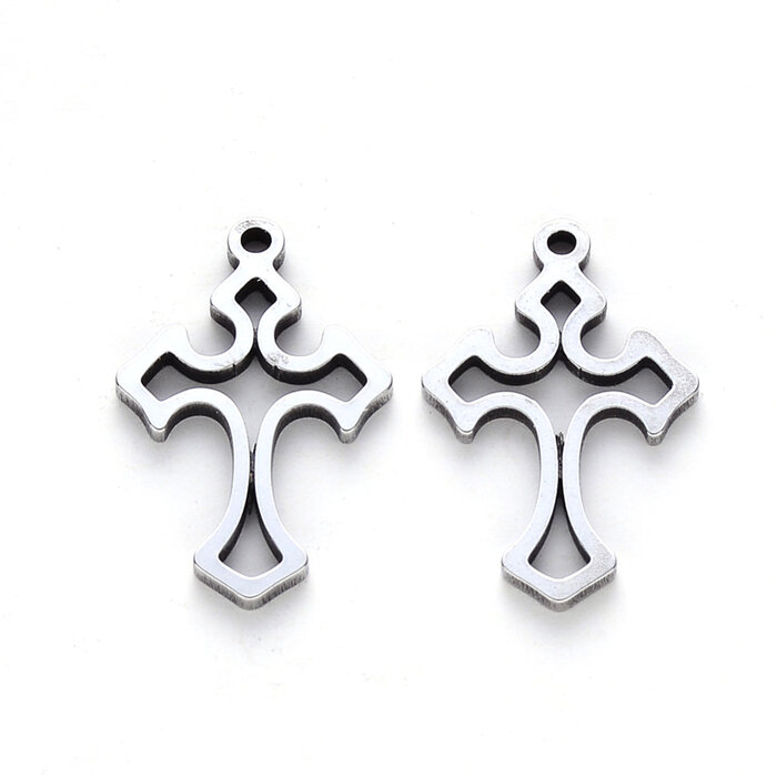 Stainless Steel Charm Cross open 19x12x1mm