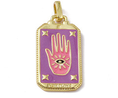 Charm Tarot card hand Pink Purple 26x14x2mm