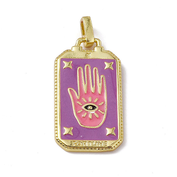 Charm Tarot card hand Pink Purple 26x14x2mm