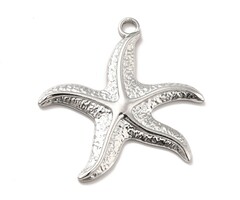 Stainless Steel Charm Starfish Silver color 37x35x3mm