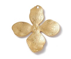 Stainless Steel Bloem bedel Gold Plated 45x42x3mm