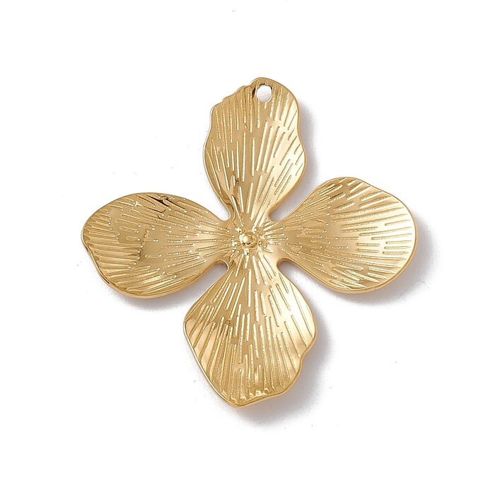 Stainless Steel Charm Flower Gold Plated 45x42x3mm