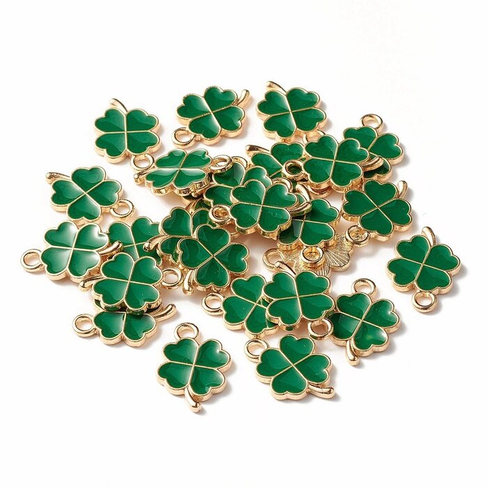 Charm Four-leaf clover Green 18x12x2mm