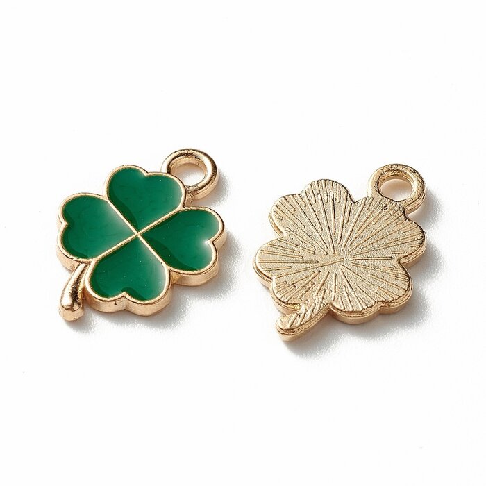 Charm Four-leaf clover Green 18x12x2mm
