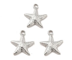 Stainless Steel Charm Starfish Silver color 15.5x14x3mm