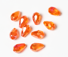 10 stuks Druppelkralen Shine 15x10mm Oranje