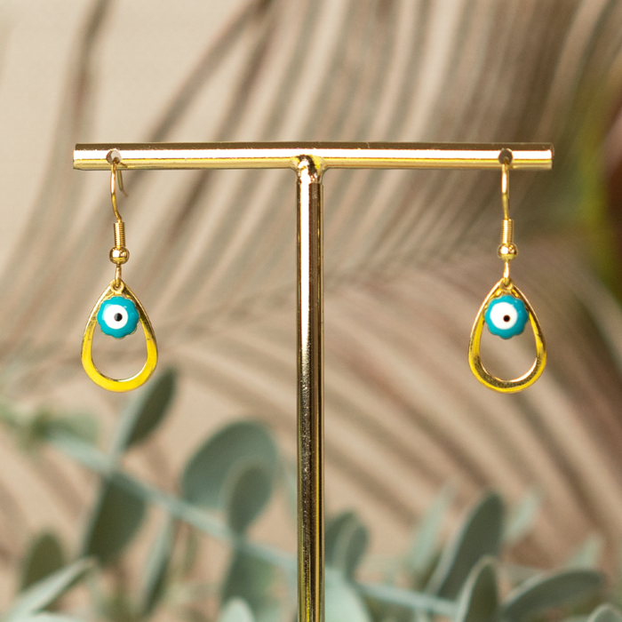 Charm with Eye White and Turquoise 9x7mm, 5 pieces