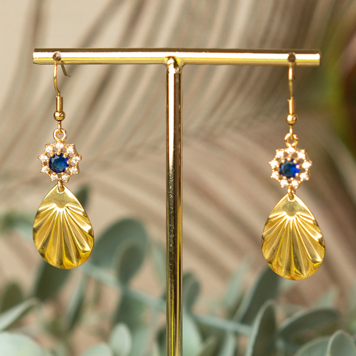 Luxury Crystal Glass Rhinestone Connector  Gold Plated Cobalt Blue 16x11mm