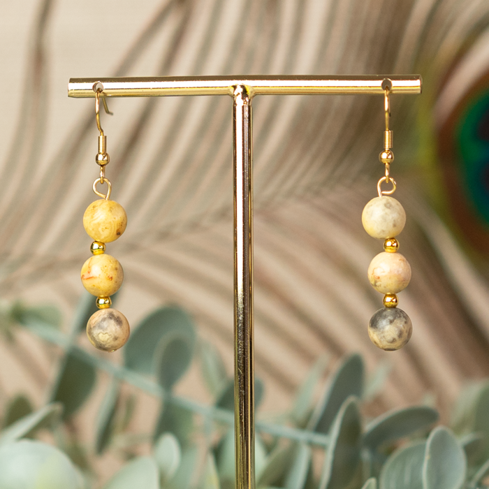 Natural Crazy Agaat Edelsteen Kralen 8mm Oker Grijs , streng 39cm, 40 stuks