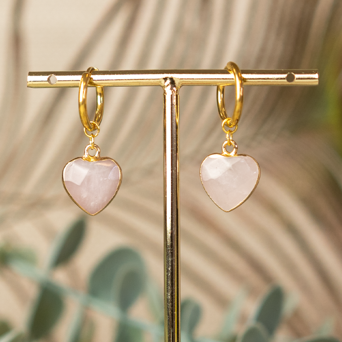 Natural Rose Quartz Gemstone Charm Heart 16x14x6mm Nickel Free