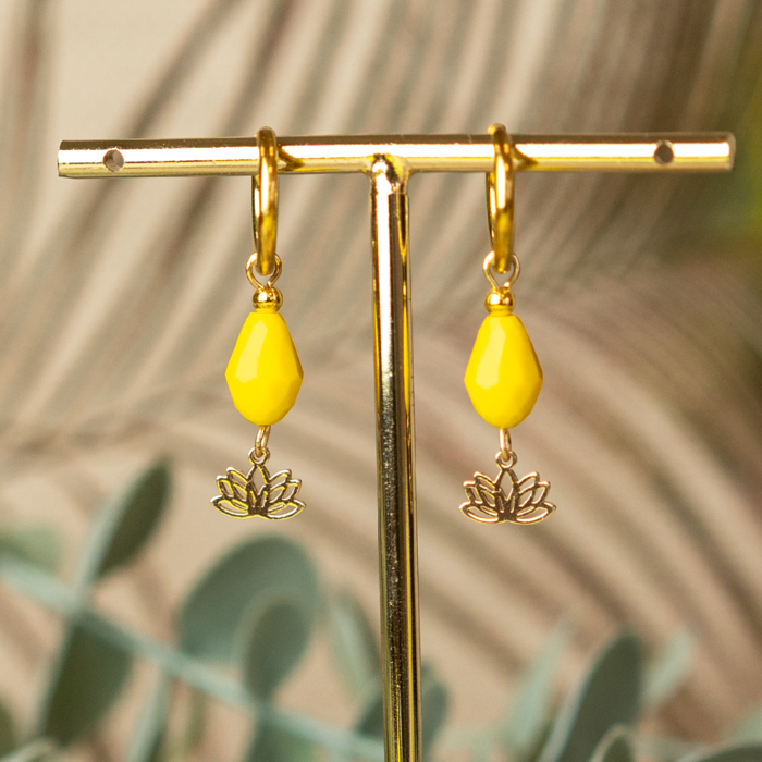 Stainless Steel Bedel Bloem Lotus Gold Plated 8x10mm