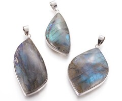 Natural Labradorite Gemstone Charm 42.5~51x18.5~28x7~8mm