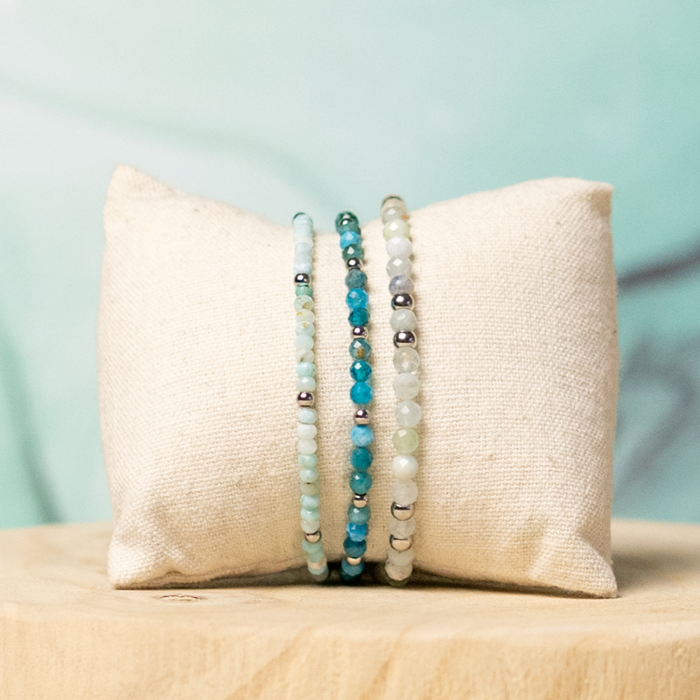 Larimar Natural Edelsteen Kralen Facet ~3x2mm, streng 165 stuks