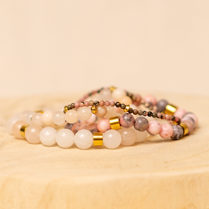 Zebra Jaspis Kralen Grijs Roze 6mm, streng van 55 stuks