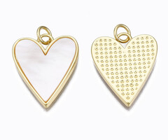 Natural Schelp Bedel hartje Gold Plated 21x17.5x2mm