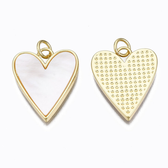 Natural Shell Charm Heart Gold Plated 21x17.5x2mm