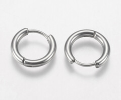 2 stuks Stainless Steel Hoop Huggies Oorbellen Zilver 13mm