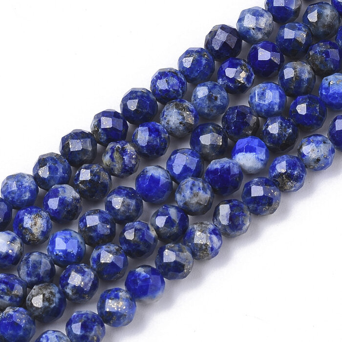 Lapis Lazuli Natural Edelsteen Kralen Facet rond 4mm, streng 75 stuks