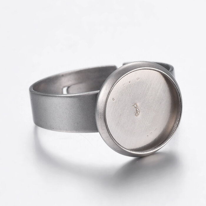 Adjustable Stainless Steel Ring 17mm, fits 10mm Cabochon