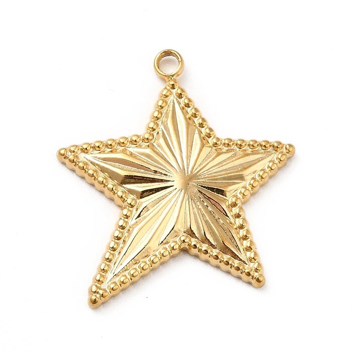 Stainless Steel Star Charm 19.5x18x2mm