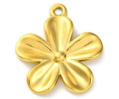 Stainless Steel Bloem Bedel Gold Plated 28x24.5x2.5mm