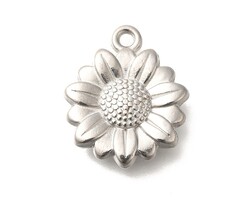 Stainless Steel Zonnebloem Bedel 18x15.5x4mm