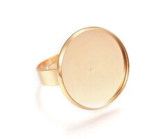 Verstelbare Stainless Steel Ring 18mm Gold Plated met setting 20~20.5mm Cabochon