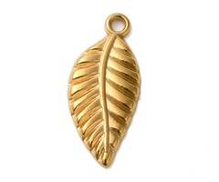 Stainless Steel Charm Leaf Gold Plated 24x10.5x2mm