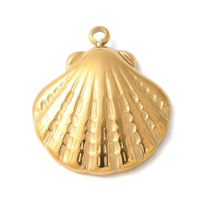 Stainless Steel Shell Charm 17.5x15x4mm