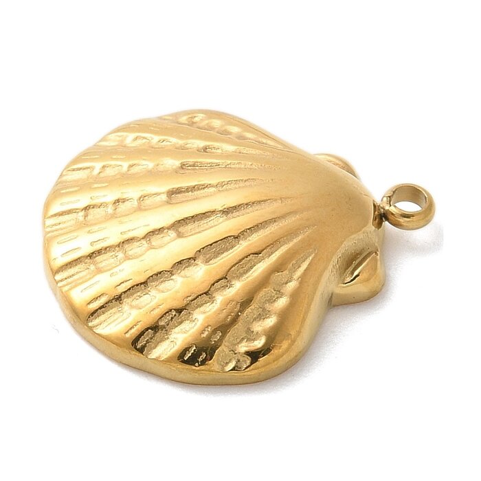 Stainless Steel Shell Charm 17.5x15x4mm