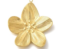 Stainless Steel Flower Charm Big Gold Plated 34x31x4mm