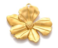 Stainless Steel Flower Charm Gold Plated 40x41x3mm