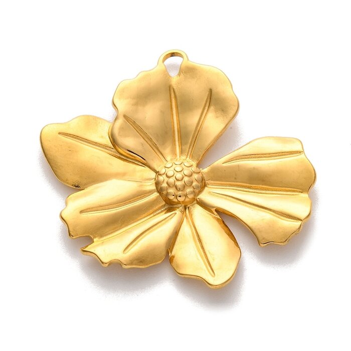 Stainless Steel Bloem Bedel Gold Plated 40x41x3mm