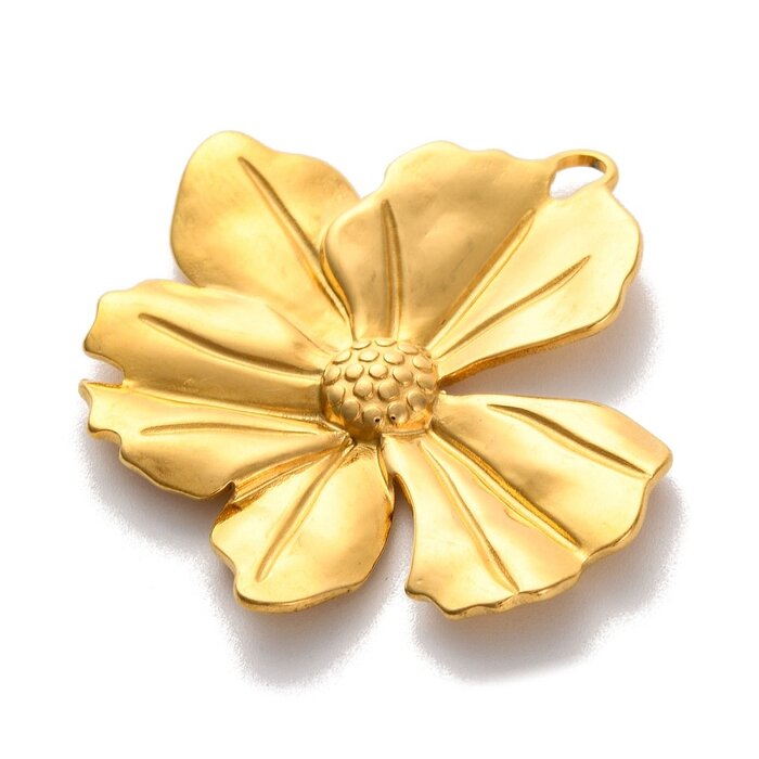 Stainless Steel Bloem Bedel Gold Plated 40x41x3mm