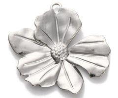 Stainless Steel Bloem Bedel Zilver 40x41x3mm