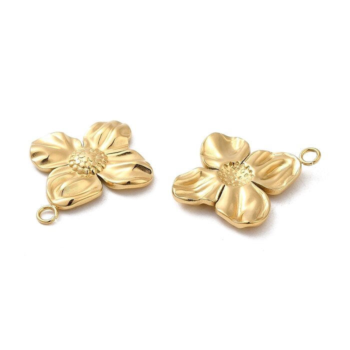 Stainless Steel Bloem Bedel 21x18x2mm